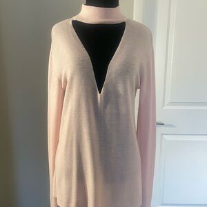 A.L.C. Blush Pink 100% Merino Wool Cutout Turtleneck Sweater Size M